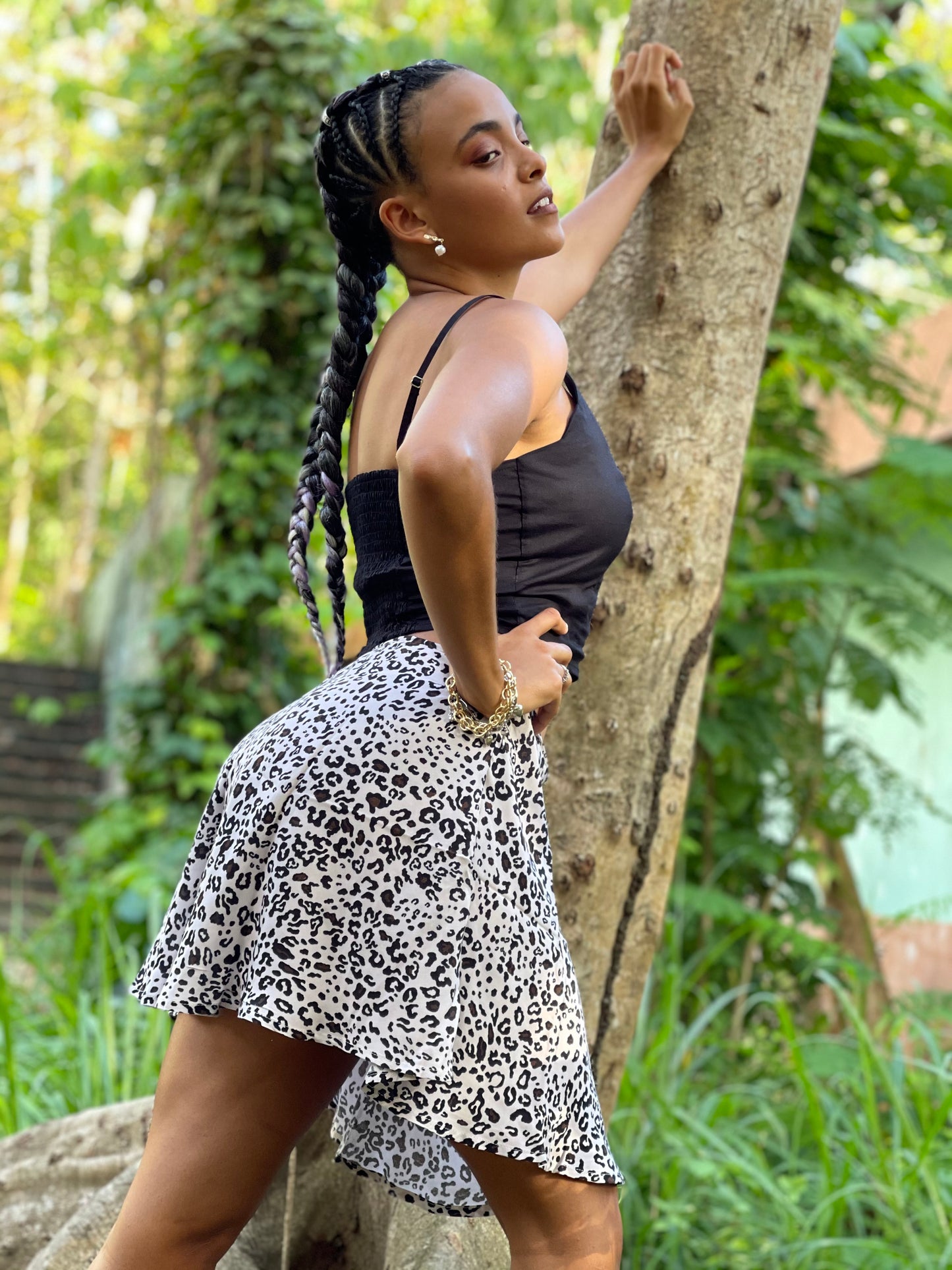 Falda con estampado animal