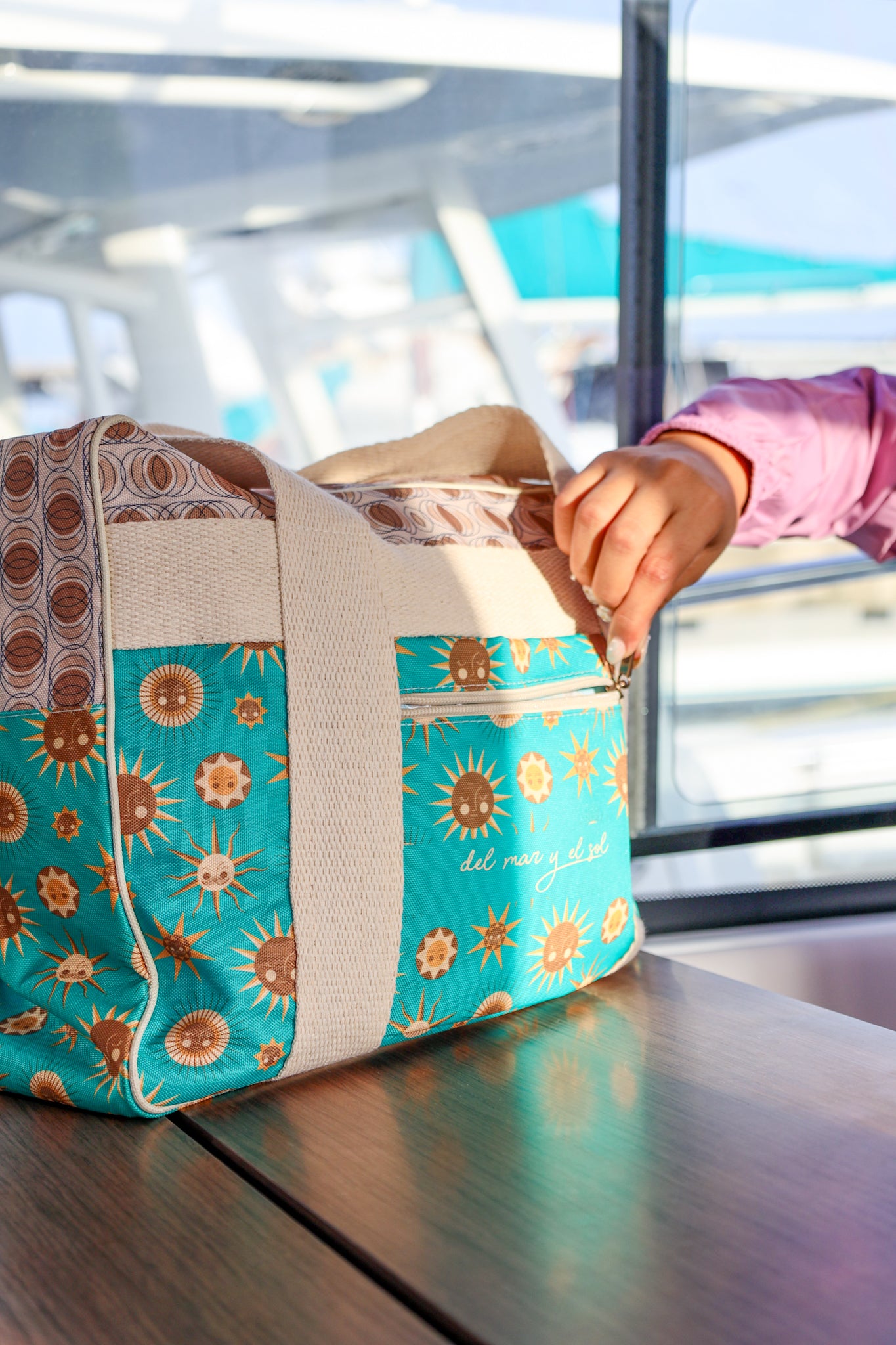 Large beach bag sandproof travel tote coastal style