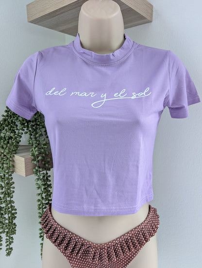 Lilac shirt candy Crop Top del mar y el sol outfit summer