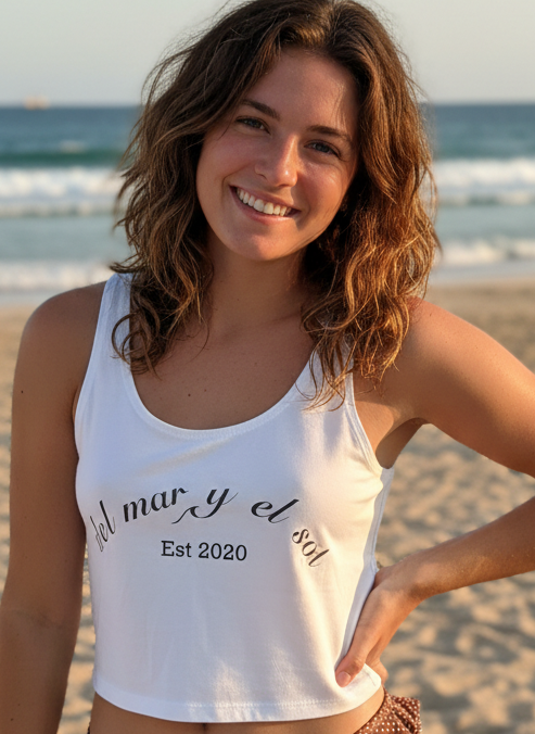Women wearing cropped tank top Est Del Mar y el Sol coastal outfit summer style