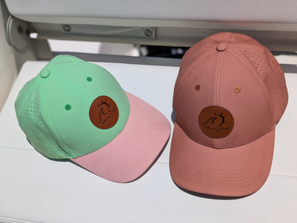 Two-tone dry fit caps for beach and boat adventures
