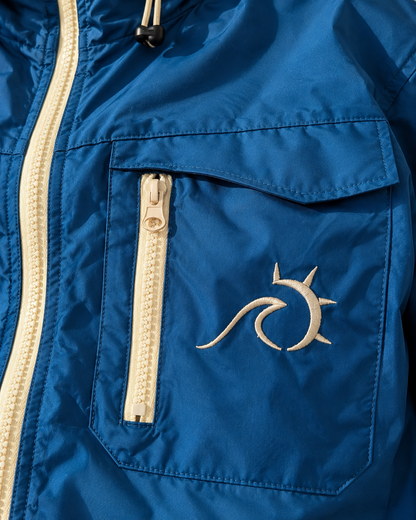 Sea Mist women blue jacket double-compartment front pocket and embroidered logo