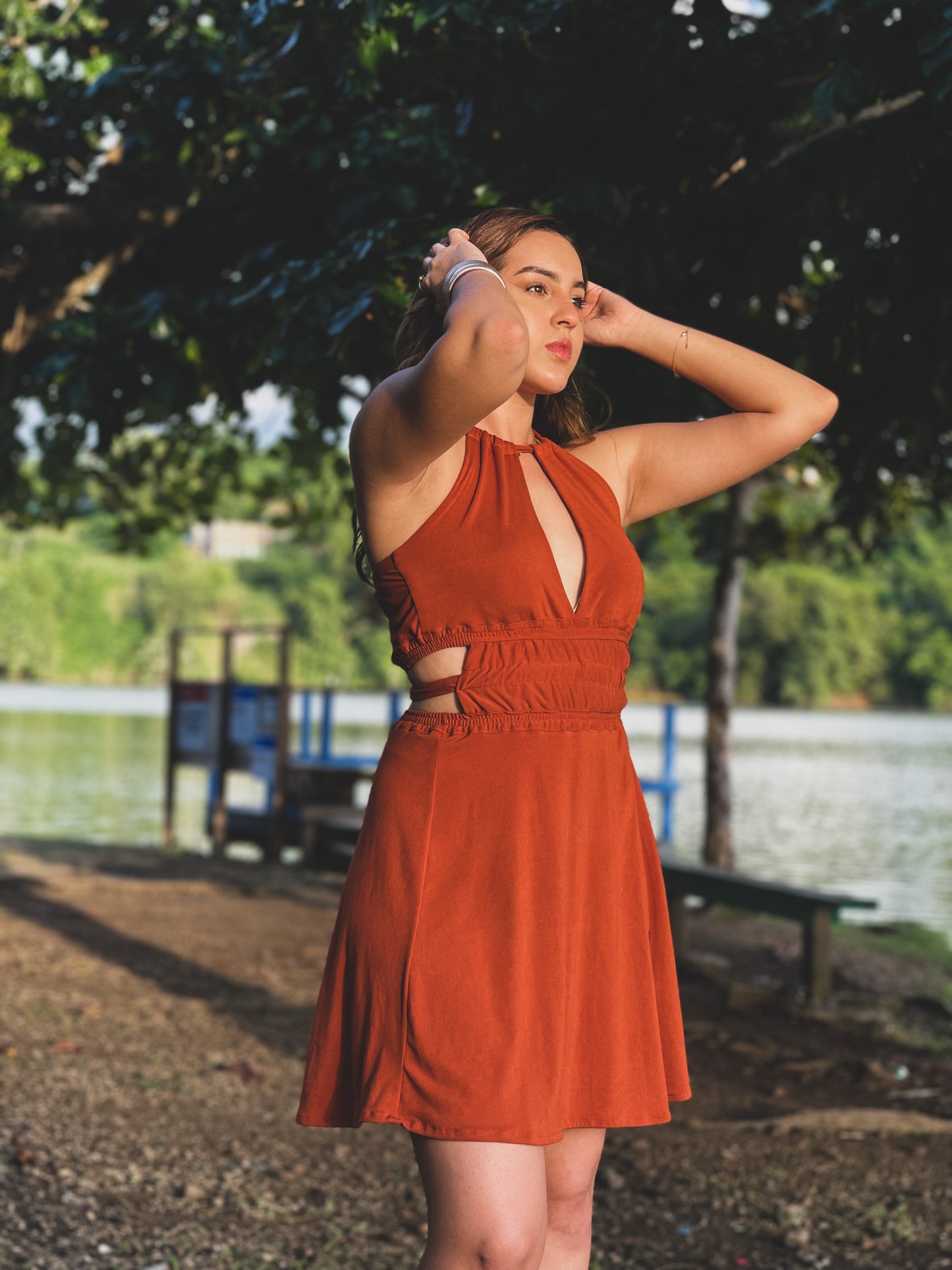 Women’s cut out mini dress halter summer outfit