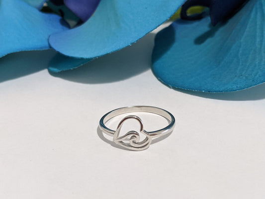 Wave in a Heart Ring