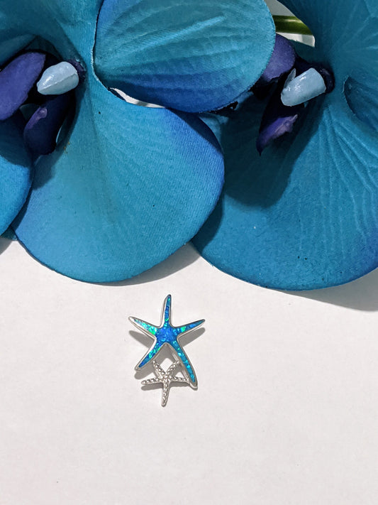 Lab Opal Blue Starfish Pendant