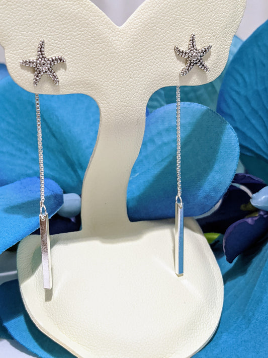 Starfish Long Bar Earrings