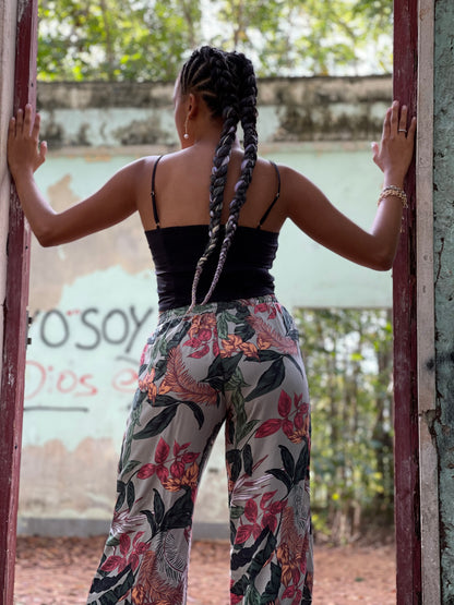 Lightweight summer resort wear pants tropical style