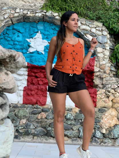Women’s terracotta polka dot camisole adjustable straps