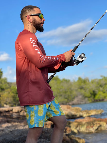 Men’s terracotta rash guard long sleeve sun protection shirt